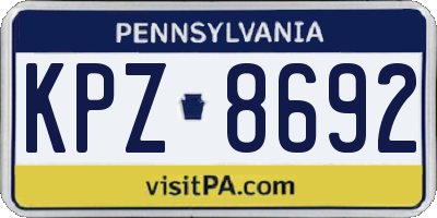 PA license plate KPZ8692