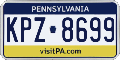 PA license plate KPZ8699