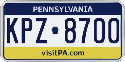 PA license plate KPZ8700