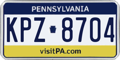 PA license plate KPZ8704