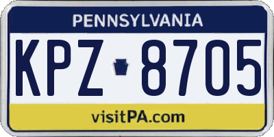 PA license plate KPZ8705
