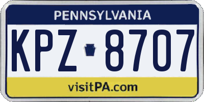 PA license plate KPZ8707
