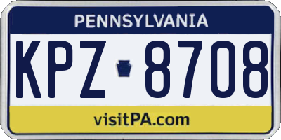 PA license plate KPZ8708