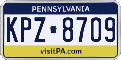PA license plate KPZ8709