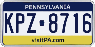 PA license plate KPZ8716
