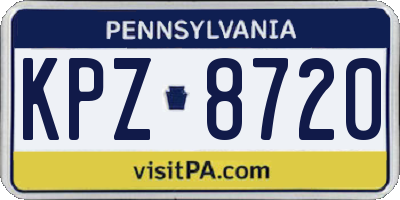 PA license plate KPZ8720