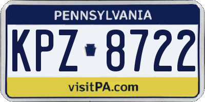 PA license plate KPZ8722