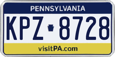PA license plate KPZ8728