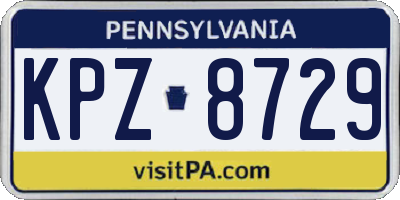PA license plate KPZ8729