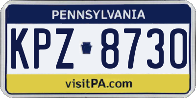 PA license plate KPZ8730