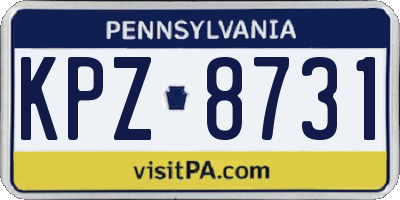 PA license plate KPZ8731