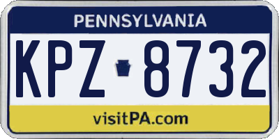PA license plate KPZ8732