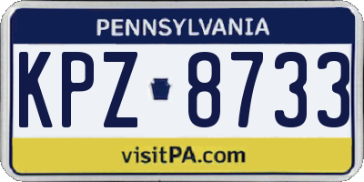 PA license plate KPZ8733