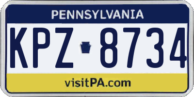 PA license plate KPZ8734