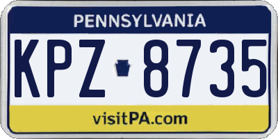PA license plate KPZ8735