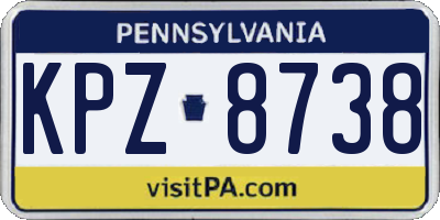 PA license plate KPZ8738
