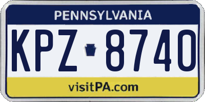 PA license plate KPZ8740