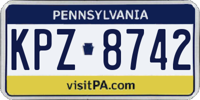 PA license plate KPZ8742