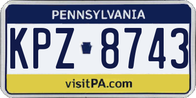 PA license plate KPZ8743