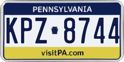PA license plate KPZ8744