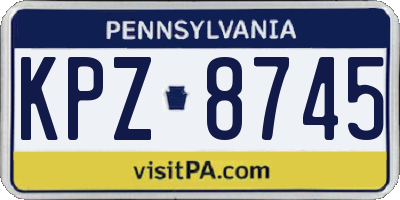 PA license plate KPZ8745