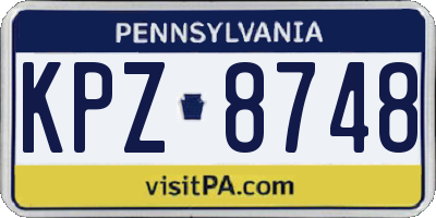 PA license plate KPZ8748