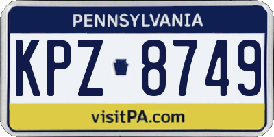 PA license plate KPZ8749