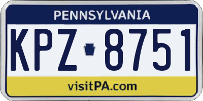 PA license plate KPZ8751