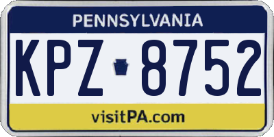 PA license plate KPZ8752