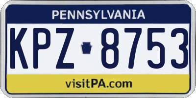 PA license plate KPZ8753
