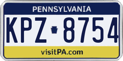 PA license plate KPZ8754