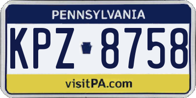 PA license plate KPZ8758
