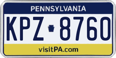 PA license plate KPZ8760