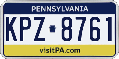 PA license plate KPZ8761