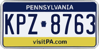 PA license plate KPZ8763
