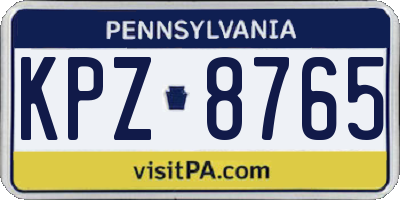 PA license plate KPZ8765