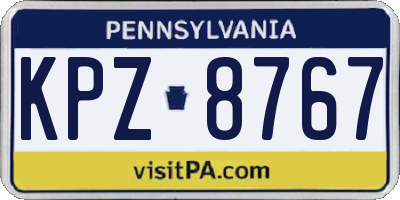 PA license plate KPZ8767
