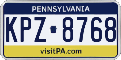PA license plate KPZ8768