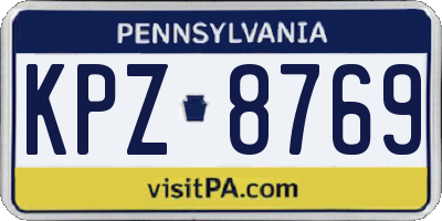 PA license plate KPZ8769