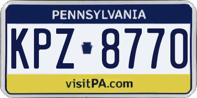 PA license plate KPZ8770