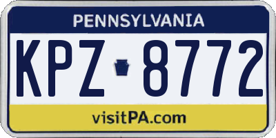 PA license plate KPZ8772