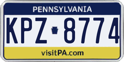 PA license plate KPZ8774