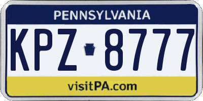 PA license plate KPZ8777
