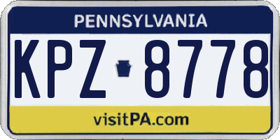 PA license plate KPZ8778