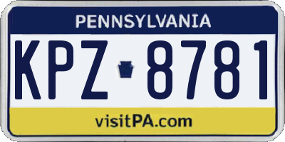 PA license plate KPZ8781