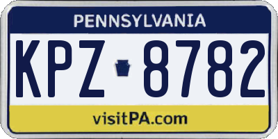 PA license plate KPZ8782