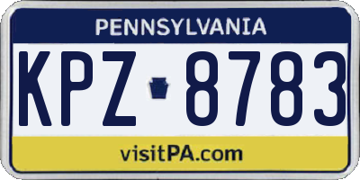 PA license plate KPZ8783