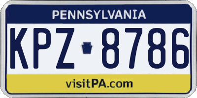 PA license plate KPZ8786