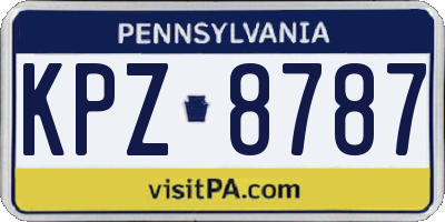 PA license plate KPZ8787