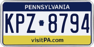 PA license plate KPZ8794